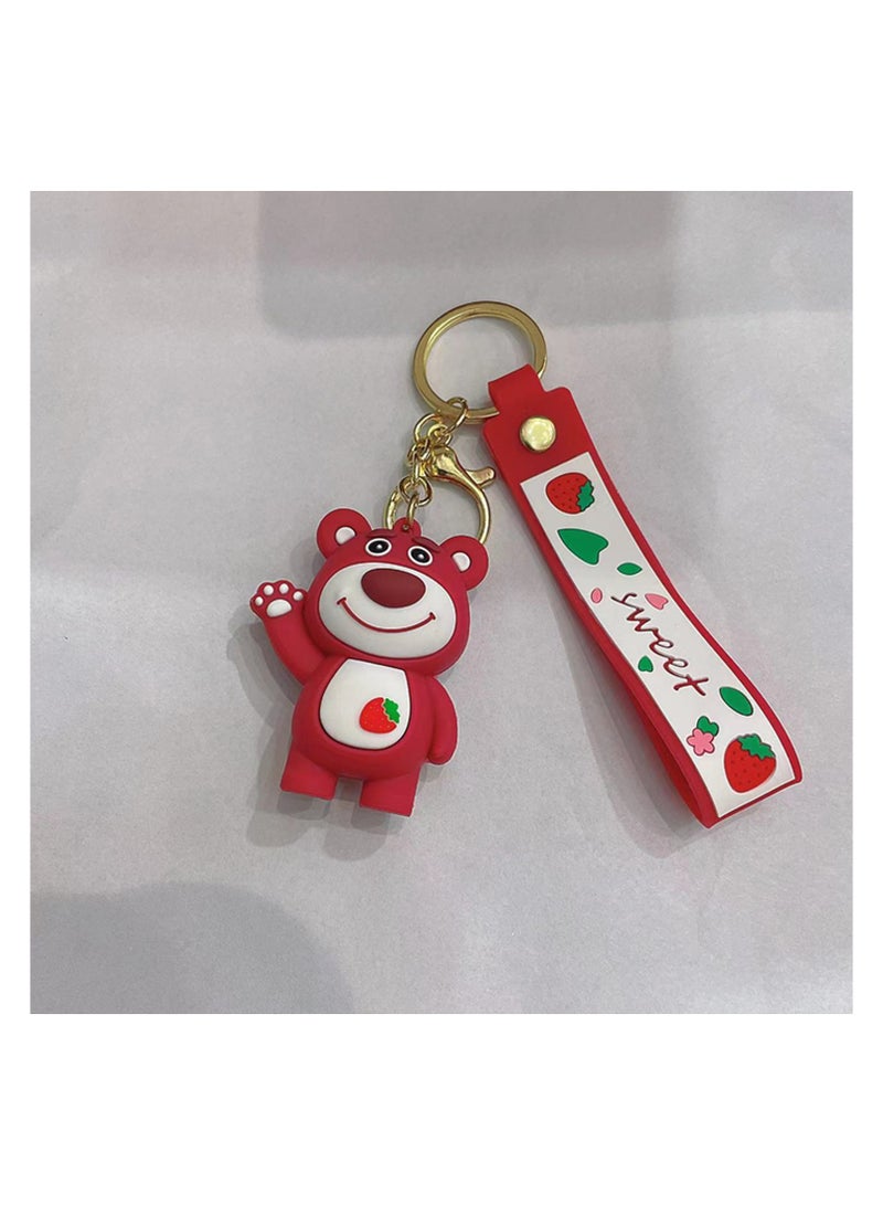 برين جيجلز قهقهات الدماغ kawaii سلاسل المفاتيح للفتيات لطيف قلادة الكرتون keyrings أنيمي دمية سيليكون مفتاح حامل لحقيبة المجوهرات سيارة كيرينغ هدية عيد ميلاد (دب الفراولة) - Image 3