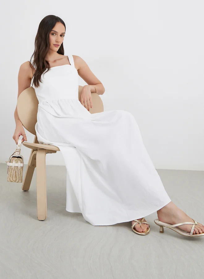Styli Styli Plain Strappy A-Line Maxi Dress