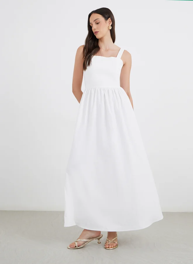 Styli Styli Plain Strappy A-Line Maxi Dress