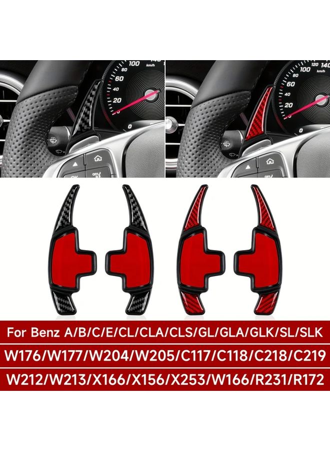 Red Carbon Fiber ABS Steering Wheel Paddle Shifter Trim Stickers For Mercedes Benz A B C E CL CLA CLS GL GLA GLK SL SLK W176 W177 W204 W205 C117 C118 C218 C219 W212 W213 X166 X156 X253 W166 R231 R172 Interior Decoration Accessories - Image 1