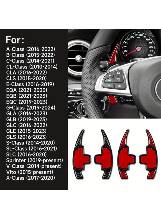 Red Carbon Fiber ABS Steering Wheel Paddle Shifter Trim Stickers For Mercedes Benz A B C E CL CLA CLS GL GLA GLK SL SLK W176 W177 W204 W205 C117 C118 C218 C219 W212 W213 X166 X156 X253 W166 R231 R172 Interior Decoration Accessories - Image 3