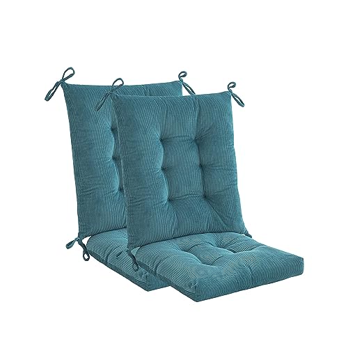 Makimoo Outdoor Patio Cushion Rocking Chair Cushion Tufted Pads Set of Upper and Lower with Ties Pack of 2 2 Sets Back 2017 Seat 1717 Blue - Image 1