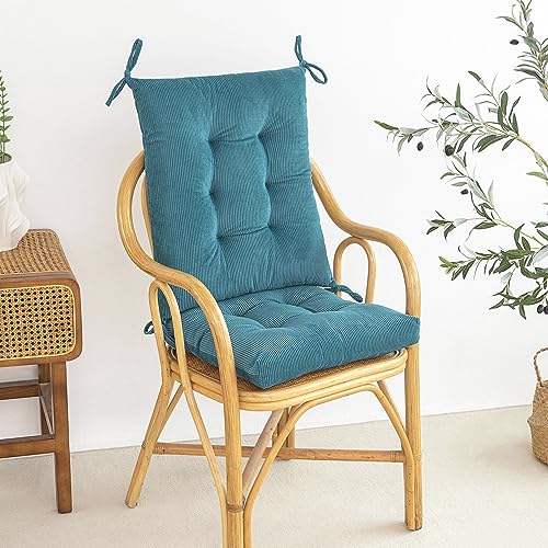 Makimoo Outdoor Patio Cushion Rocking Chair Cushion Tufted Pads Set of Upper and Lower with Ties Pack of 2 2 Sets Back 2017 Seat 1717 Blue - Image 3