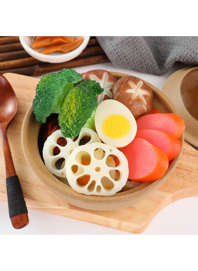 Simulation Hot Pot Ingredients Model Lotus Root Slices Broccoli Kelp Shanghai Green Potato Pieces Carrot Pieces Mushroom Corn-Color:Roasted Slices Of Lotus Root-Specifications:Model  - Image 5