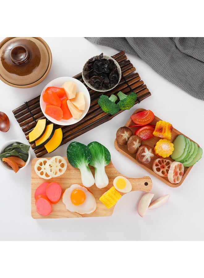 Simulation Hot Pot Ingredients Model Lotus Root Slices Broccoli Kelp Shanghai Green Potato Pieces Carrot Pieces Mushroom Corn-Color:Roasted Slices Of Lotus Root-Specifications:Model  - Image 2