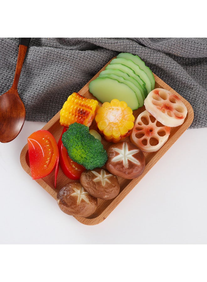 Simulation Hot Pot Ingredients Model Lotus Root Slices Broccoli Kelp Shanghai Green Potato Pieces Carrot Pieces Mushroom Corn-Color:Roasted Slices Of Lotus Root-Specifications:Model  - Image 3