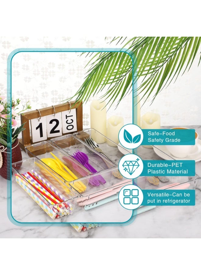 12 Pieces Vanity Drawer Organizers, Clear Plastic Utensil Organizers, Kitchen Drawer Dividers for Office, Silverware, Kitchen Tools, Cosmetics, Bathroom (Clear) - Image 2