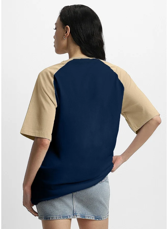 Juneberry Juneberry Pure Cotton  Printed Tshirt SWANWHITE+NAVY For Women