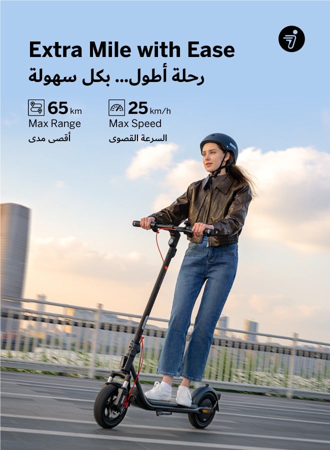 ninebot Segway F2 Pro II Electric Scooter | Front Suspension, Apple Find My, Double Break, Front/Break/Indicator Lights, 10" Tubeless Tires, up to 120KG Driver Wt, 25kph Speed, 55km Range, 900W - Black - Image 3