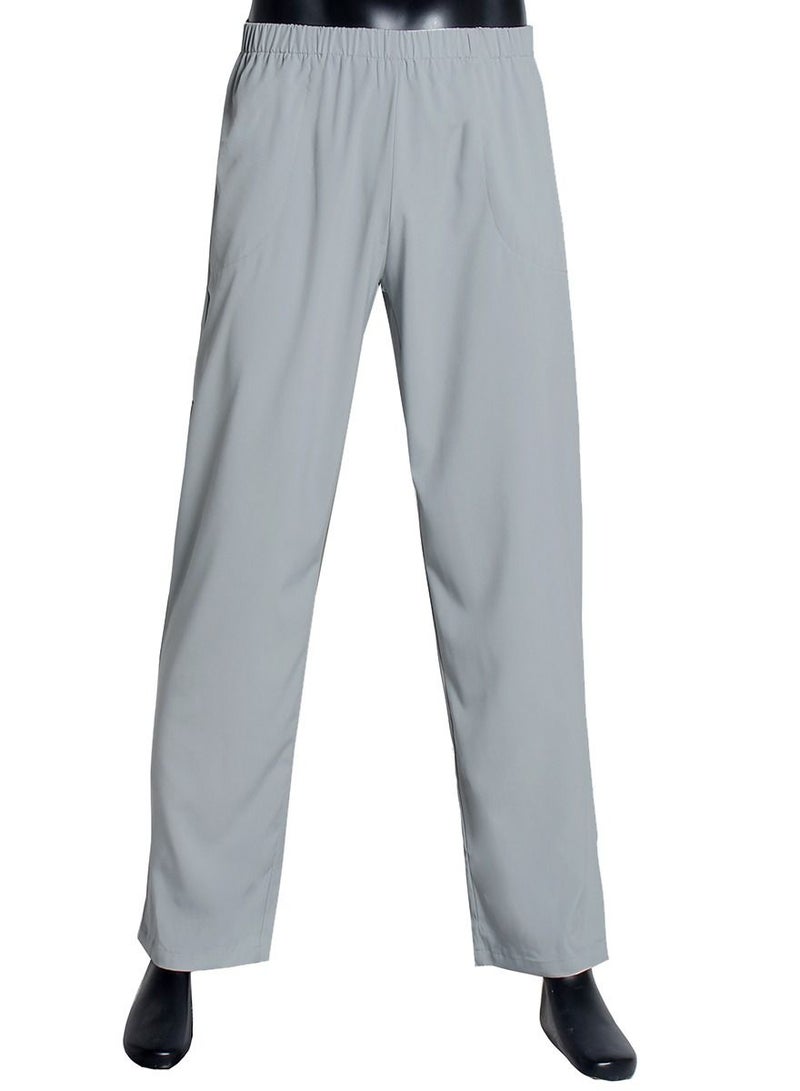 Loquat Men's Solid Color Elastic Waist Pants Comforty Loose Casual Pants Grey  - Image 1