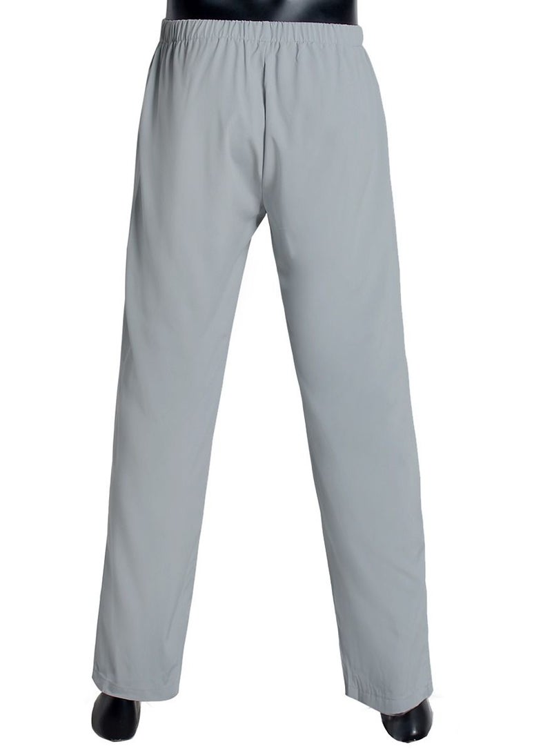 Loquat Men's Solid Color Elastic Waist Pants Comforty Loose Casual Pants Grey  - Image 3