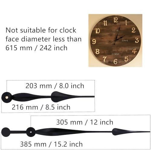 TIKROUND Youngtown High Torque Long Shaft Clock Movement Mechanism with 12 Inch Long Spade Hands - Image 4