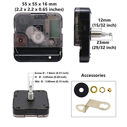 TIKROUND Youngtown High Torque Long Shaft Clock Movement Mechanism with 12 Inch Long Spade Hands - Image 2