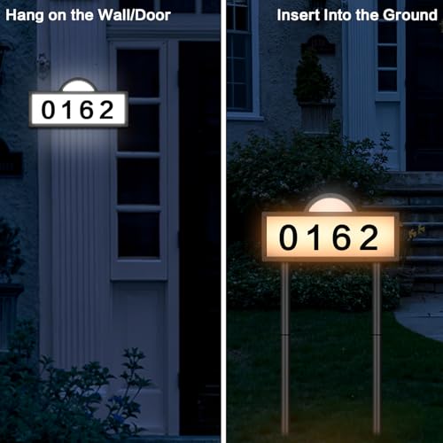 INDARUN Solar House Humbers for Outside, Illuminated House Numbers with Cool White & Warm White, Solar Address Sign IP65 Waterproof, Address Plaques Wall Mounted/In Ground, Solar Address Signs for Yard - Image 4