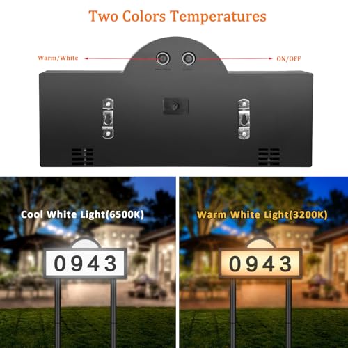 INDARUN Solar House Humbers for Outside, Illuminated House Numbers with Cool White & Warm White, Solar Address Sign IP65 Waterproof, Address Plaques Wall Mounted/In Ground, Solar Address Signs for Yard - Image 3