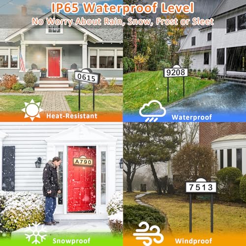 INDARUN Solar House Humbers for Outside, Illuminated House Numbers with Cool White & Warm White, Solar Address Sign IP65 Waterproof, Address Plaques Wall Mounted/In Ground, Solar Address Signs for Yard - Image 5