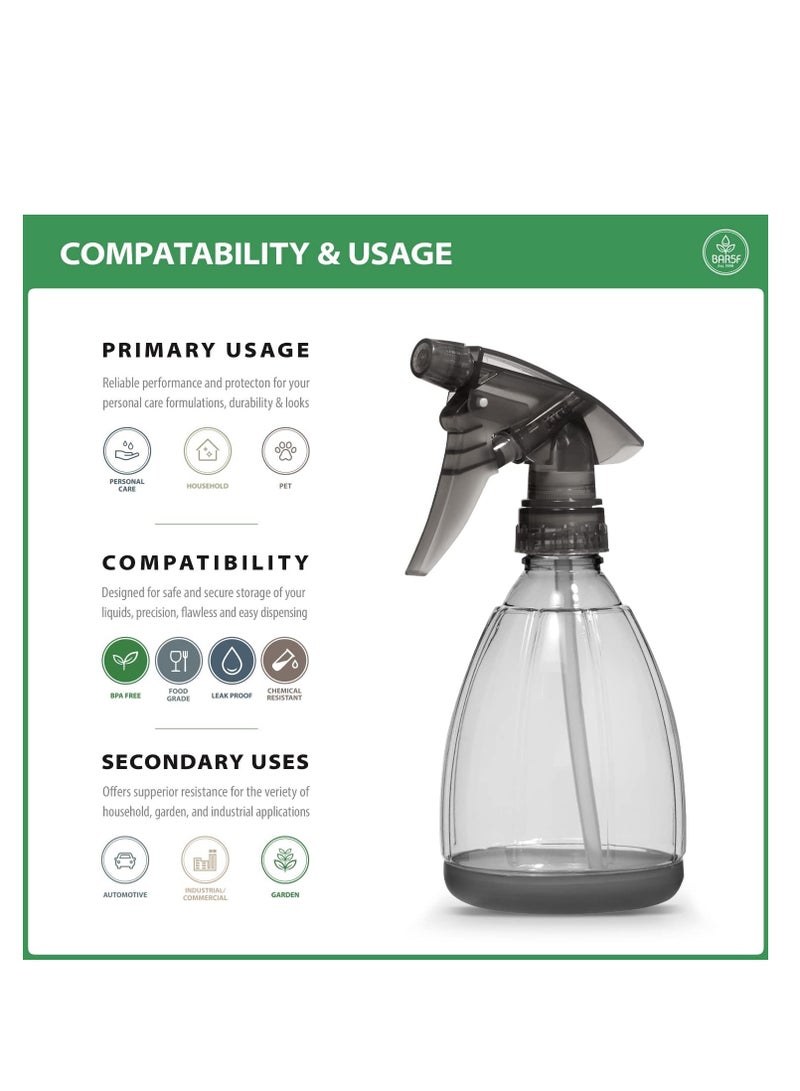 Bar5F Bar5F Plastic Spray Bottle, 12 oz | Leak Proof, Empty, Trigger Handle, Adjustable Fine to Stream, Refillable, Hair Salons & Spas, Household Cleaners, Cooking | Grey (1) - Image 2