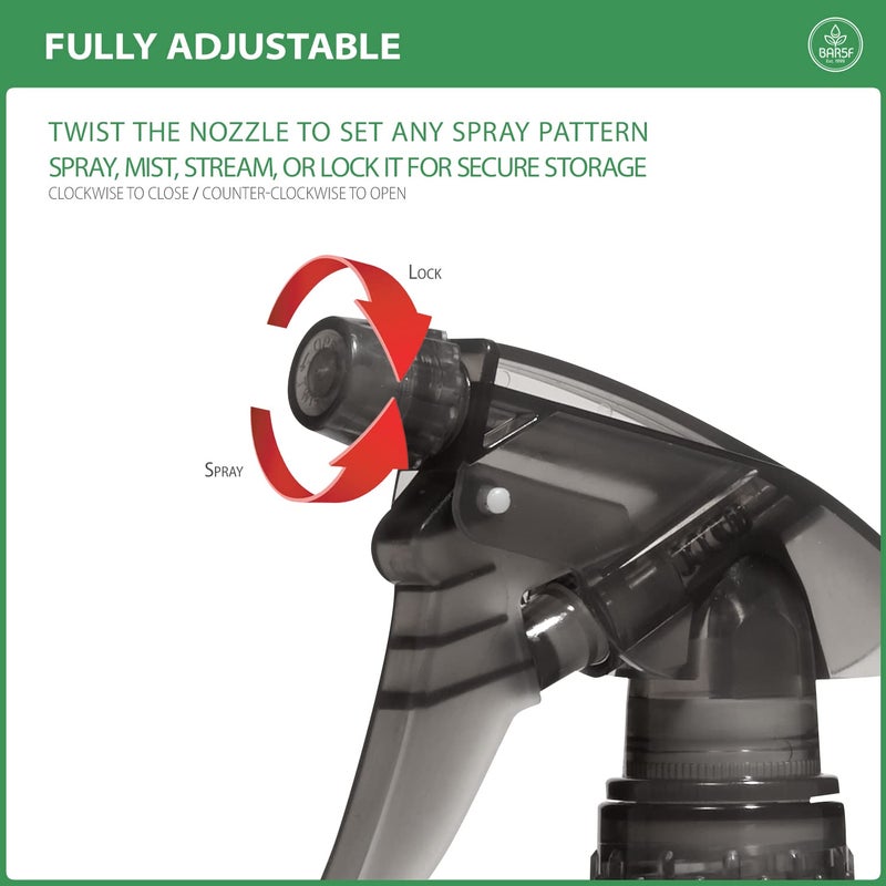 Bar5F Plastic Spray Bottle, 12 oz | Leak Proof, Empty, Trigger Handle, Adjustable Fine to Stream, Refillable, Hair Salons & Spas, Household Cleaners, Cooking | Smoke Grey (1) - Image 2