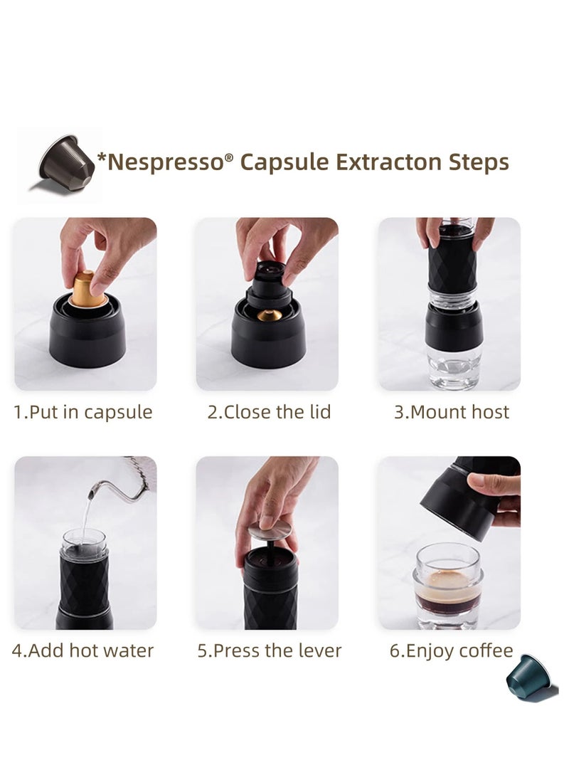 Portable Coffee Maker Espresso Machine Hand Press Capsule Ground Coffee Brewer Portable For Travel and Picnic