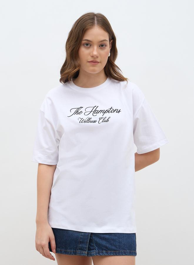Styli Slogan Print Oversized T-Shirt - Image 1