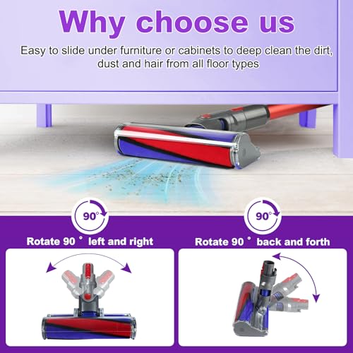 LhhTing Soft Roller Cleaner Head Compatible with Dy son V10 V11 V15 V8 V7 Cordless Vacuum, Quick Release Fluffy Vacuum Head Replacement Attachments Parts Accessories for Hardwood, Vinyl Floor - Image 3