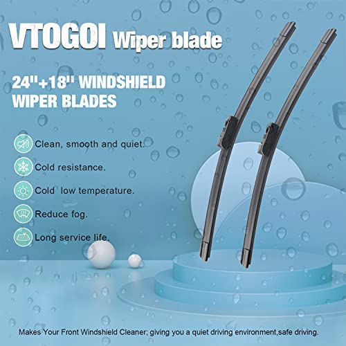 VTOGOI OEM Windshield Wiper Blades Replacement for Mazda CX5 CX9 CX5 CX9 2017 2018 2019 2020 2021 2022 2023 2024 2025 All Weather Original Factory Quality Front Rear Wipers Set 241814 Pack of 3 - Image 3