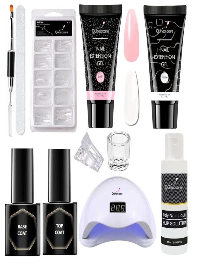 Polygel Nail Extension Kit, Glossy Finish, 30 ml Each (White, Pink)