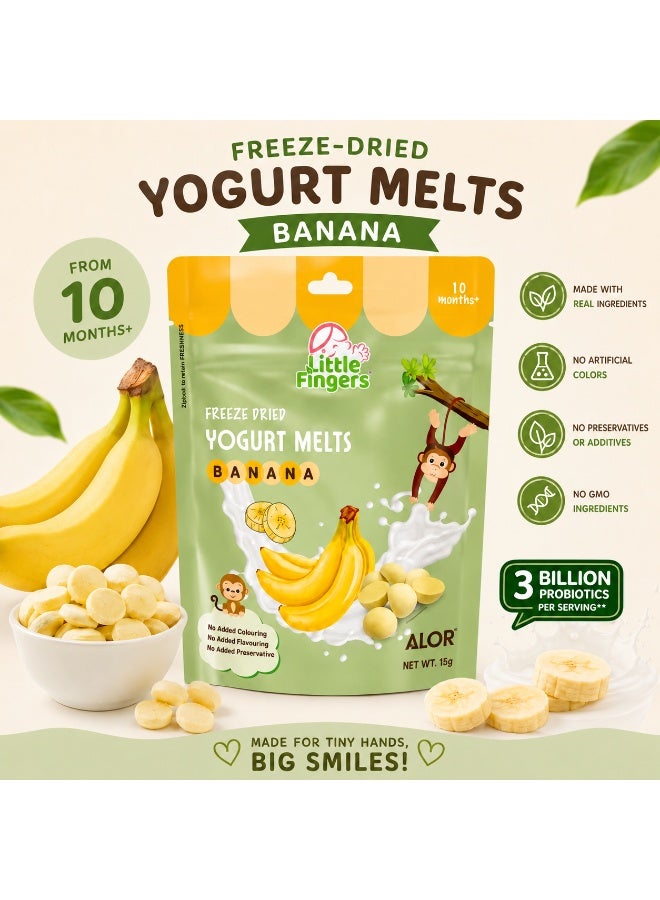 ALOR Signature UAE Little Fingers Freeze-Dried Yogurt Melts Banana 15g | Baby Snack with Real Banana & Probiotics | Suitable for 10+ Months - Image 2