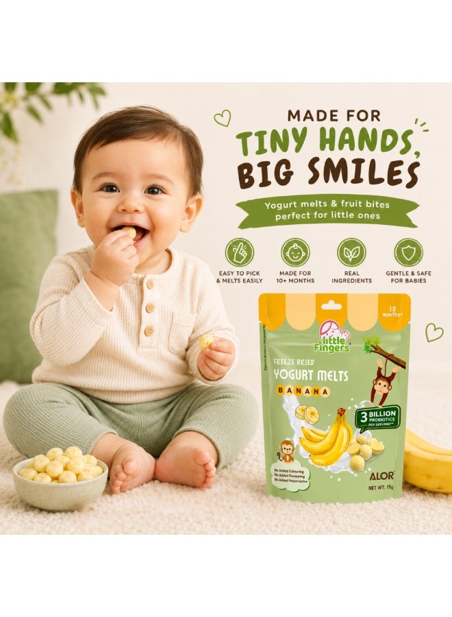 ALOR Signature UAE Little Fingers Freeze-Dried Yogurt Melts Banana 15g | Baby Snack with Real Banana & Probiotics | Suitable for 10+ Months - Image 3