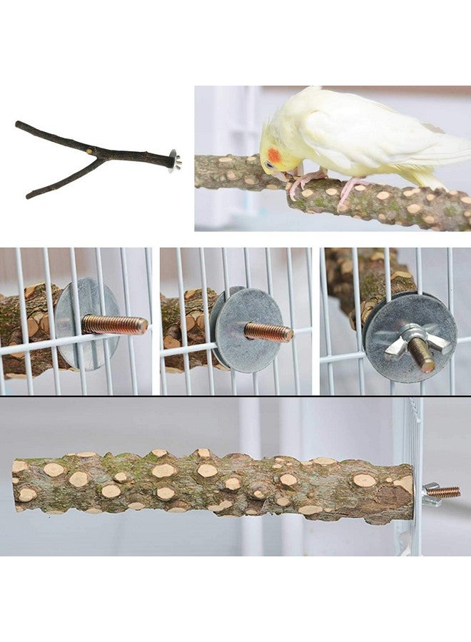 kathson 8 PCS Natural Bird Wood Perch Parakeet Standing Toy Sticks Parrot Paw Grinding Branches Cockatiels Cage Chewable Accessories for Conures Macaws Finches - Image 2