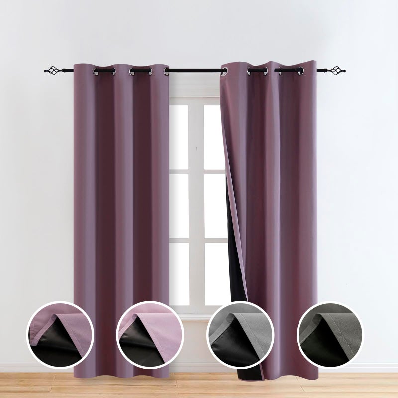 TMLTCOR 100% Purple Blackout Curtains for Bedroom,Black Out Curtains 84 Inch Long,Room Darkening Curtains for Living Room,Long Curtains Bedroom Curtains,Living Room Curtains,Thin Curtains,38 Wide - Image 1