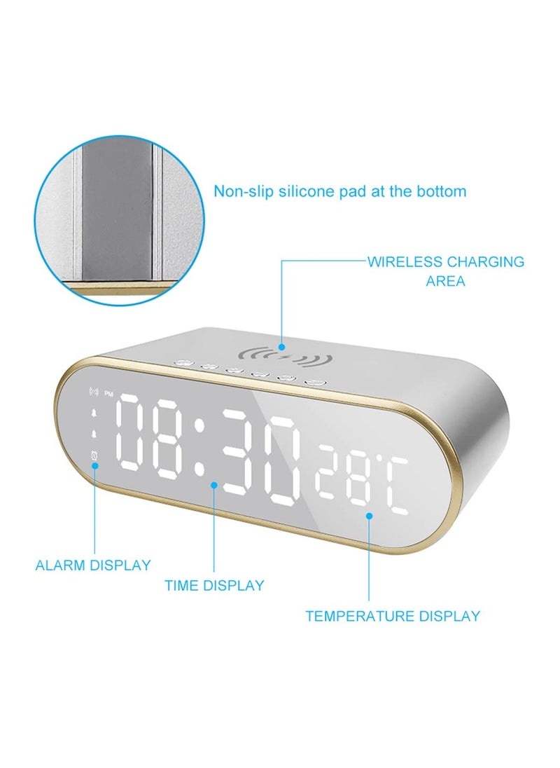 SYOSI - LED Digital Alarm Clock, Digital Clock with Modern Design, Digital Alarm Clock with Fast Wireless Charger, Thermometer and Time, for Bedroom, Meeting, Travel, Homework and More (Black) - Image 1