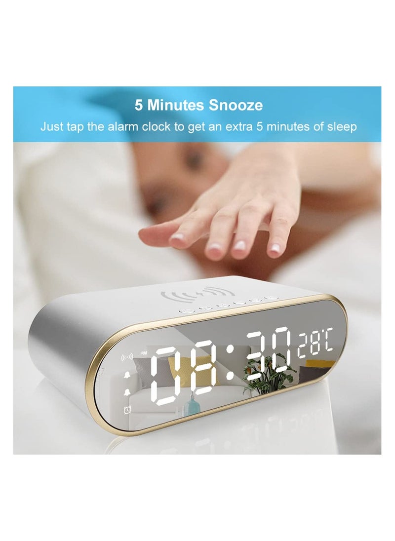 SYOSI - LED Digital Alarm Clock, Digital Clock with Modern Design, Digital Alarm Clock with Fast Wireless Charger, Thermometer and Time, for Bedroom, Meeting, Travel, Homework and More (Black) - Image 1