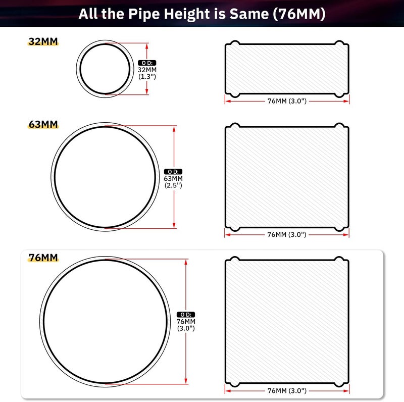Hypertune Alloy Intake Turbo Intercooler Piping Extensor Hose Adapter Joiner Pipe Connector Silicone 76mm(3 inch) Pack of 2 - Image 2