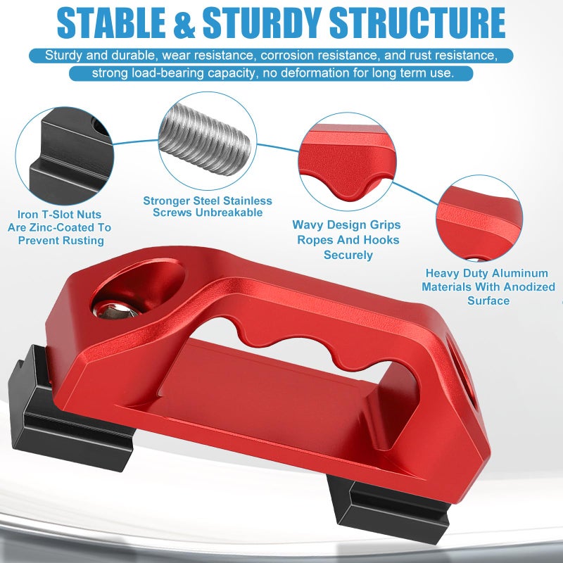 Drieaco Aluminum Truck Bed Tie Down Anchors Fit for Toyota Tacoma/Tundra Bed Rail Accessories, Bed Rail Cleats Trailers Hooks Cargo Mount Heavy Duty T Slot Nuts D-Ring Tie Down Anchor (Red, 4PCS) - Image 2