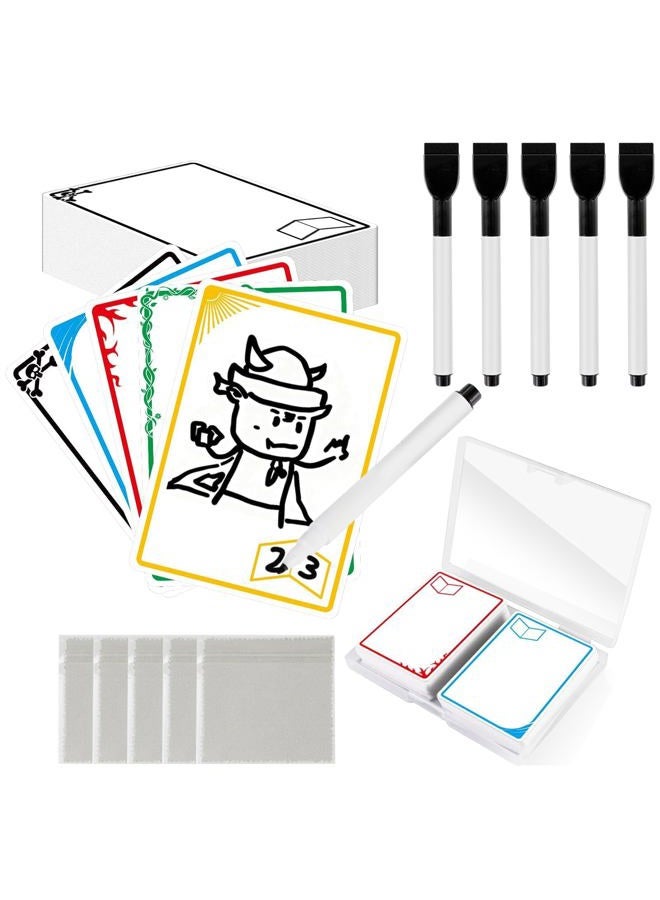 DEDC 90 Pcs Dry Erase Tokens MTG Set, MTG Tokens Cards for Magic The Gathering DIY Card Games Accessories, 80 Pcs Infinitokens with 5 Pcs Markers + 5 Cleaning Cloth - Image 1