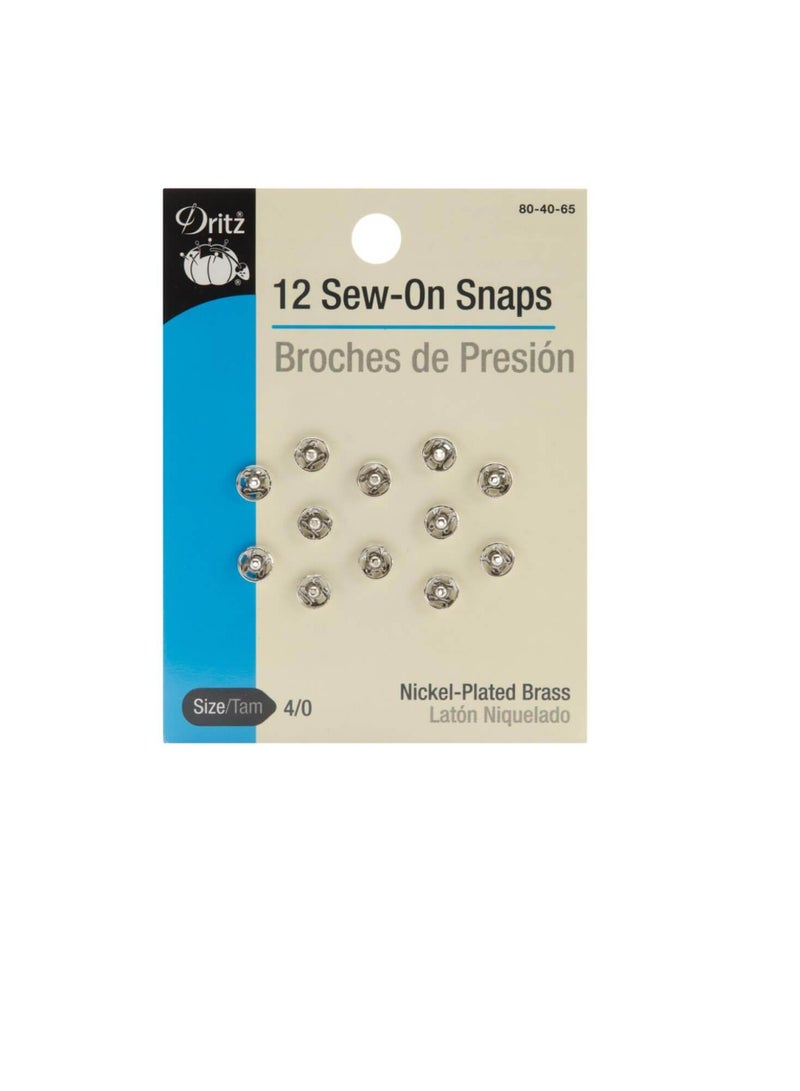 Dritz Sew-On Snaps Nickel-Plated Brass Size 4/0 12pcs - Image 3