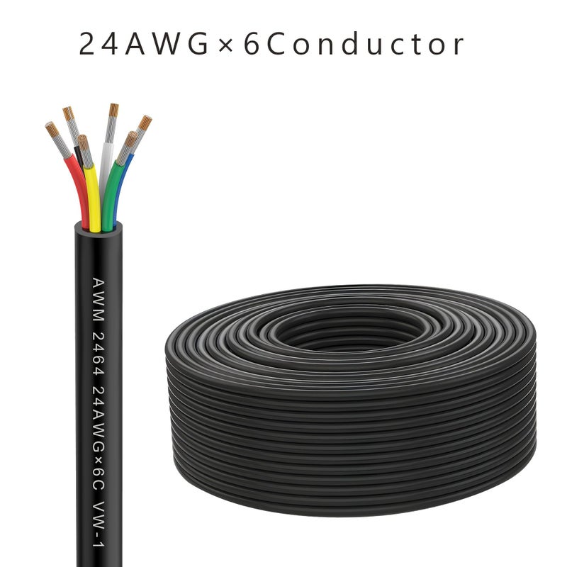 24AWG 6 Conductor Tinned Copper Wire 5M Low Voltage Cable for Security Alarm Speaker - Image 1
