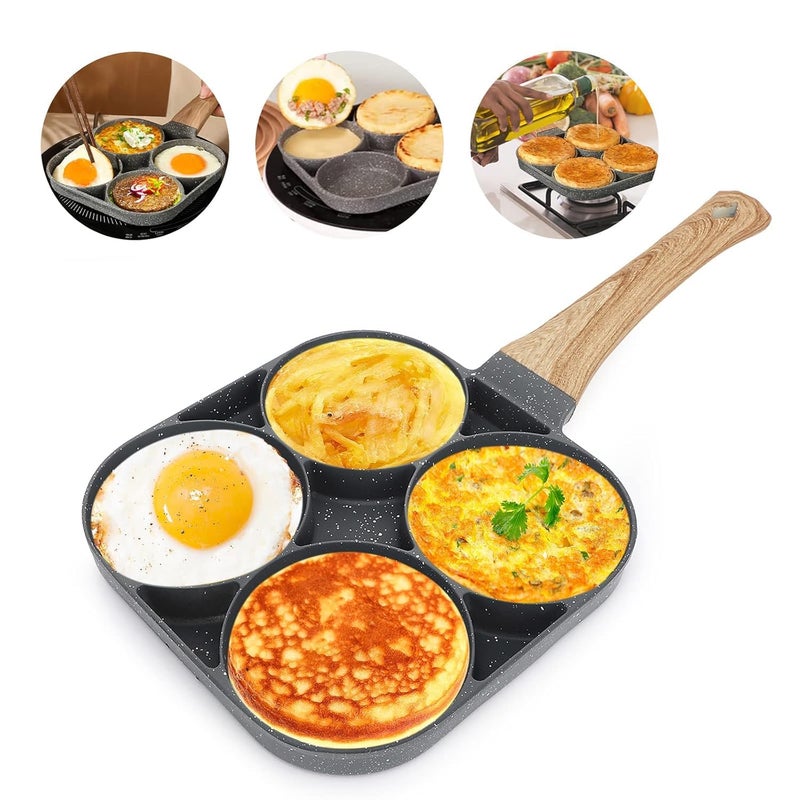SILENCIO Egg Frying Pan Nonstick Pancake Pans 4Cups cookware Pancake Omelette Pan Idli Non stic plat Harmless with Handle for Electric Stove for Kitchen for Induction Cooker - Image 1