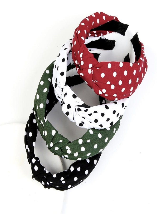 Huachi Polka Dot Headbands for Women Trendy Knotted Headbands for Girls Christmas Cute Top Knot Head Bands for Women's Hair Non Slip Fashion Hair Accessories for Women Girls - Image 3