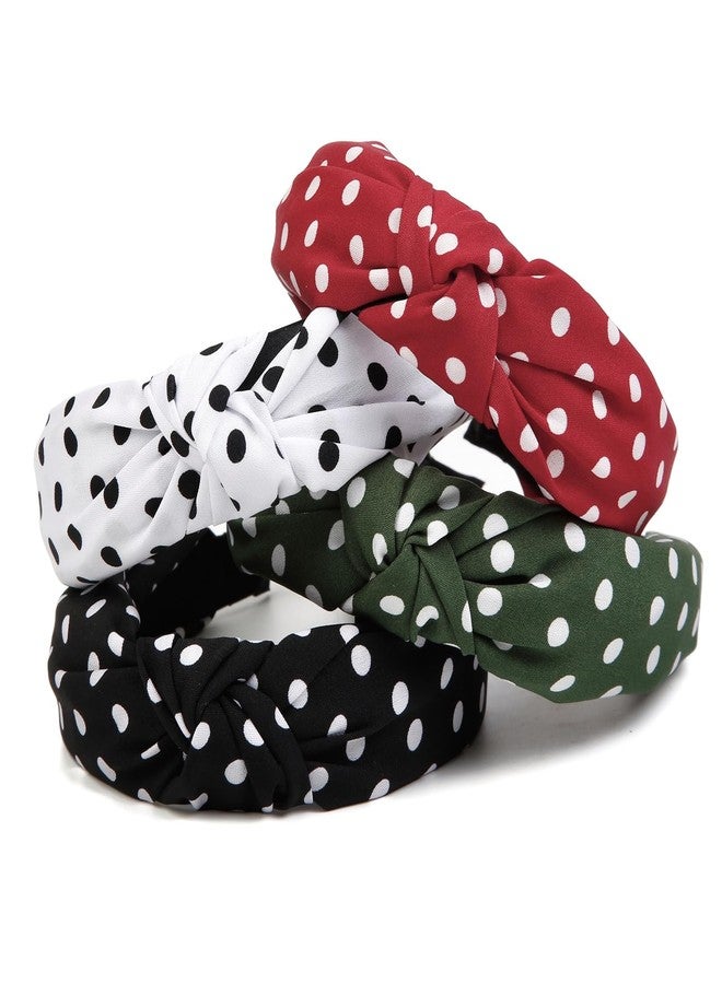 Huachi Polka Dot Headbands for Women Trendy Knotted Headbands for Girls Christmas Cute Top Knot Head Bands for Women's Hair Non Slip Fashion Hair Accessories for Women Girls - Image 2