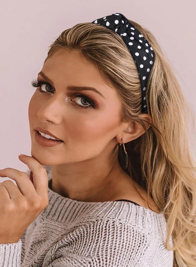Huachi Polka Dot Headbands for Women Trendy Knotted Headbands for Girls Christmas Cute Top Knot Head Bands for Women's Hair Non Slip Fashion Hair Accessories for Women Girls - Image 5