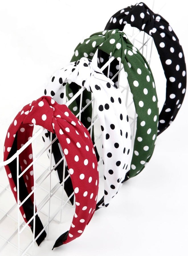 Huachi Polka Dot Headbands for Women Trendy Knotted Headbands for Girls Christmas Cute Top Knot Head Bands for Women's Hair Non Slip Fashion Hair Accessories for Women Girls - Image 1