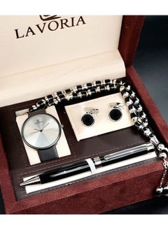 Laforea watch gift set for men consisting of 4 pieces, a rosary watch, a pen and a set of buttons