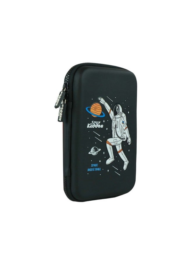 SMILY KIDDOS Smily Kiddos Single Compartment Pencil Case Stylish Cute Large Capacity Hardtop EVA Pencil Case Organizer School Kids Pouch Multi Purpose Cartoon/Boy/Girl/Baby| Space Basket Ball | Black  - Image 2