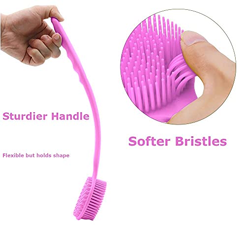 NILKANTH® - Ultra-Soft Silicone Back Scrubber Shower Bath Body Brush with a Long Handle, 100% BPA-Free, Hypoallergenic, Eco-Friendly, Pink - Image 3