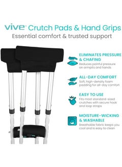 Arabest Premium Crutch Pads and Hand Grips for Comfortable Walking - Breathable, Washable Cushioning - Moisture Wicking and Odor Reducing Covers for Adult and Youth Crutches  - Image 2