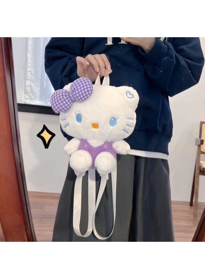Cute Kulomi/hello Kitty Plush Doll Backpack Children Students Shoulder Slung Japanese Bag Wholesale-Color:Black Kulomi-Height:30 - Image 4