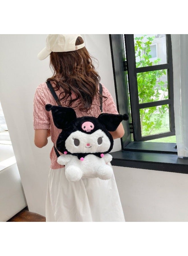 Cute Kulomi/hello Kitty Plush Doll Backpack Children Students Shoulder Slung Japanese Bag Wholesale-Color:Black Kulomi-Height:30 - Image 2