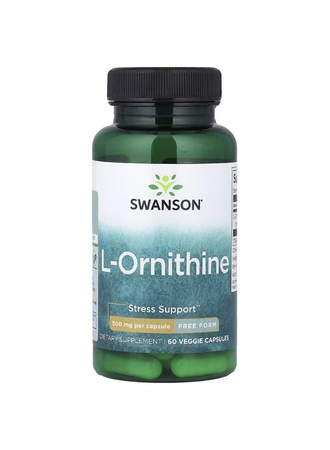 سوانسون ل-أورنيثين ، شكل حر ، 500 ملجم ، 60 كبسولة نباتية